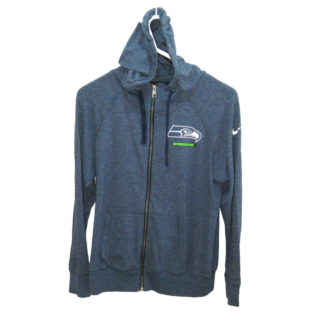SEATTLE SEAHAWKS Boys (Size Medium) Blue NIKE Athletic Full Zip Hoodie Shirt NFL